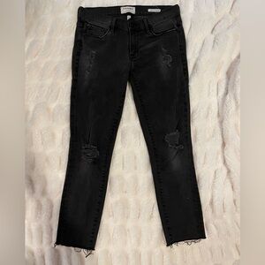 Frame distressed black denim size 27